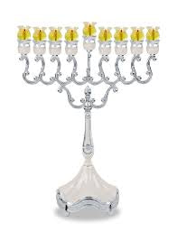 Oil menorah white marbelized#31202