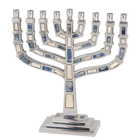 Menorah M-4809 tall blue and white