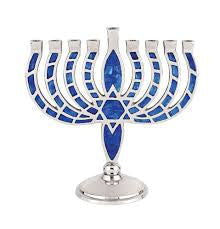 Aluminum menorah with jeweled inlay #10092