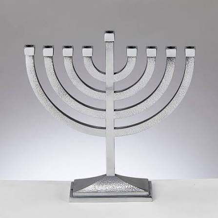 Polished aluminum hammered menorah #MP-75-Al