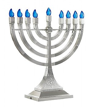 Traditional led menorah silvertone